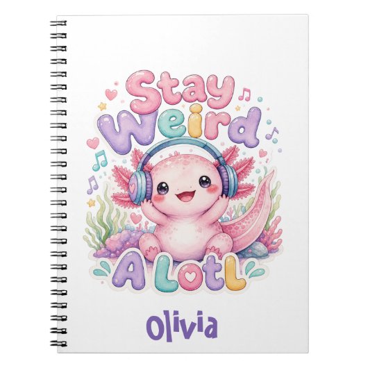 Carnet Mignon Axolotl Kawaii avec Monogramme (Devant)
