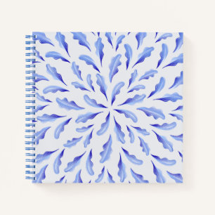 Carnet mignon blanc bleu simple fleurs feuilles