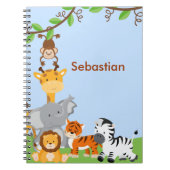 Carnet mignon bleu d'animal de bébé de jungle (Devant)