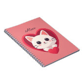Carnet Mignon Chat Blanc avec Design de Kawaii Kitty Love (Côté Droit)