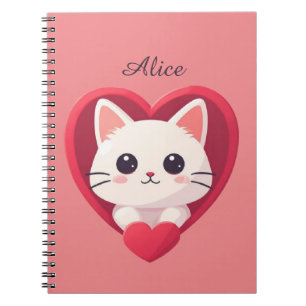 Carnet Mignon Chat Blanc avec Design de Kawaii Kitty Love