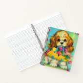 Carnet mignon chiot tenant panier de fleurs (Intérieur)