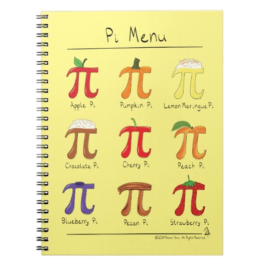 Carnet mignon de jour des maths pi de menu de pi (Devant)