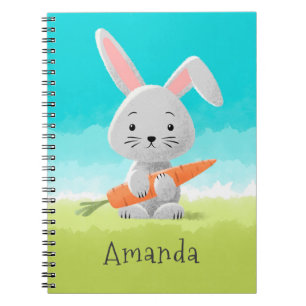 Carnet Mignon dessin animé drôle lapin carotte pour fille