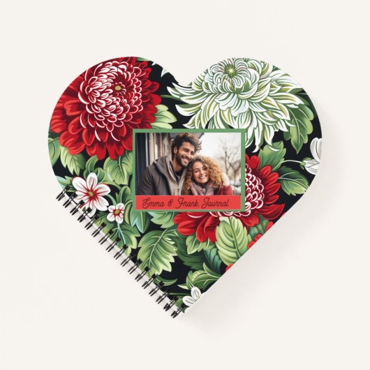 Carnet Mignon floral rouge personnalisé (Devant)