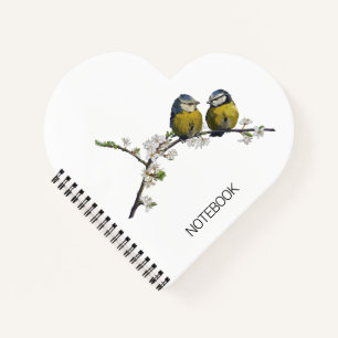 Carnet mignon inséparables cerisier fleur coeur blanc