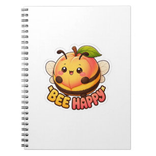 Carnet Mignon Kawaii Abeille Pêche Heureux Drôle de Jeu d