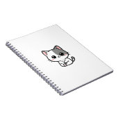 Carnet Mignon Kawaii Chat Gris Blanc (Côté Droit)