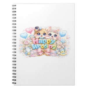 Carnet Mignon Kawaii Couple Animaux Mariage Heureux Paste