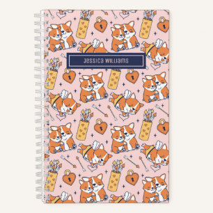 Carnet Mignon motif de chien Corgi Cupidon arc et flèche 