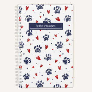 Carnet Mignon motif de cœur avec empreinte de patte d'ani
