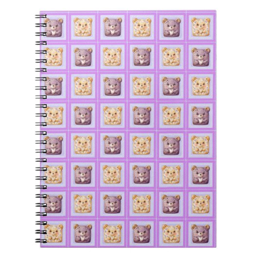 Carnet Mignon ours en cookie Patchwork Lavande Myrtille (Devant)