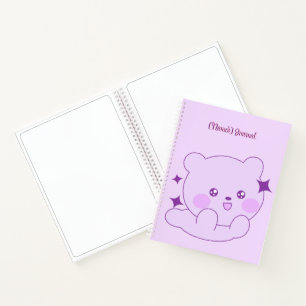 Carnet Mignon Ourson Kawaii Pastel Violet Pailleté Person
