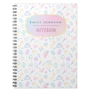 Carnet Mignon Personnalisé  Motifs Colorés Nom de l'enfan