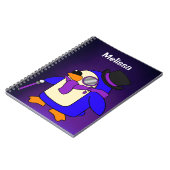 Carnet Mignon pingouin de dessin animé violet foncé (Côté gauche)