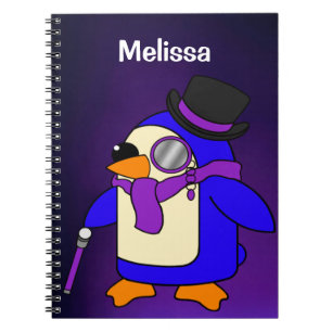 Carnet Mignon pingouin de dessin animé violet foncé