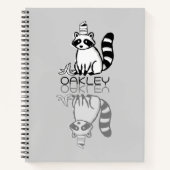 Carnet Mignon reflet de raton laveur gris Doodle nom pers (Devant)