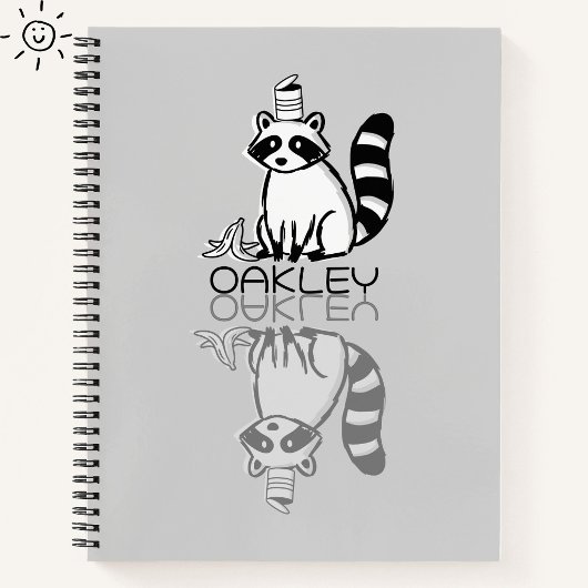 Carnet Mignon reflet de raton laveur gris Doodle nom pers