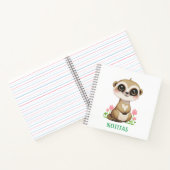 Carnet Mignon suricate et fleurs sur fond blanc (Intérieur)