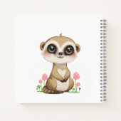 Carnet Mignon suricate et fleurs sur fond blanc (Dos)