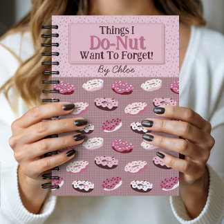 Carnet Mignon thème donut personnalisé rose et marron