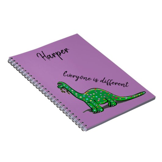 Carnet mignon vert Dinosaur violet (Côté Droit)