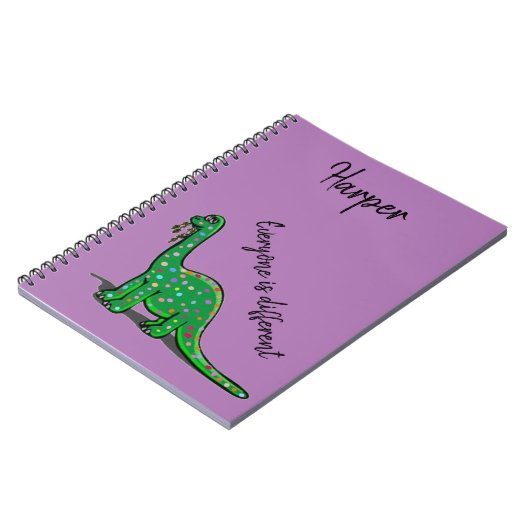 Carnet mignon vert Dinosaur violet (Côté gauche)