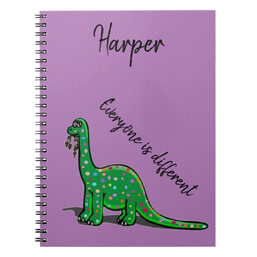 Carnet mignon vert Dinosaur violet (Devant)