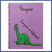 Carnet mignon vert Dinosaur violet