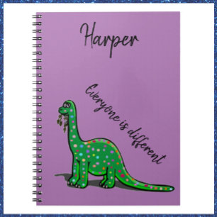 Carnet mignon vert Dinosaur violet