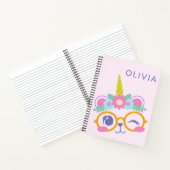 Carnet Mignon visage d'ourson licorne rose personnalisé (Intérieur)