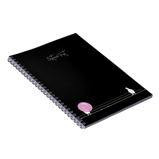 Carnet Mignonne Bubblegum Birds sur un fil noir (Côté Droit)