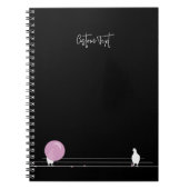 Carnet Mignonne Bubblegum Birds sur un fil noir (Devant)