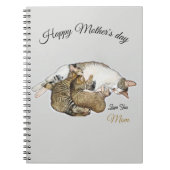 Carnet Mignonne chatte maman allaitant ses petits chatons (Devant)