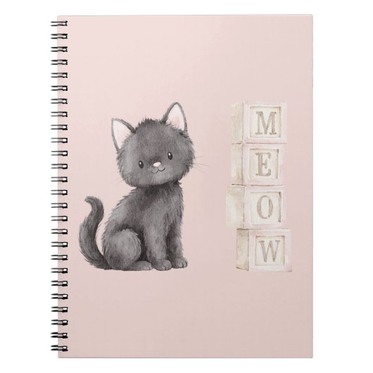 Carnet Mignonne Chatte Noire Rose Miaou (Devant)