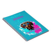 Carnet Mignonne Chien Aimer Temps Été Rose Bleu (Côté Droit)