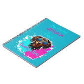 Carnet Mignonne Chien Aimer Temps Été Rose Bleu (Côté gauche)
