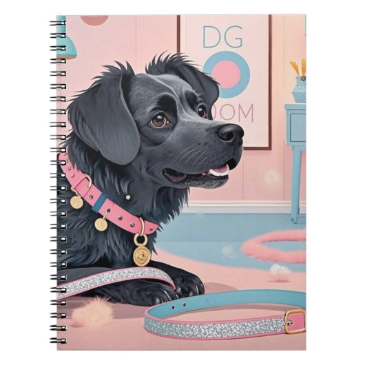 Carnet Mignonne chien rose bleu pâle maman chien (Devant)
