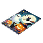 Carnet Mignonne, citrouille d'Halloween, chat & fantôme (Côté gauche)