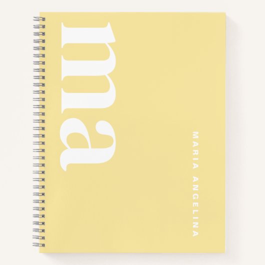 Carnet Mignonne école simple de monogramme jaune (Devant)