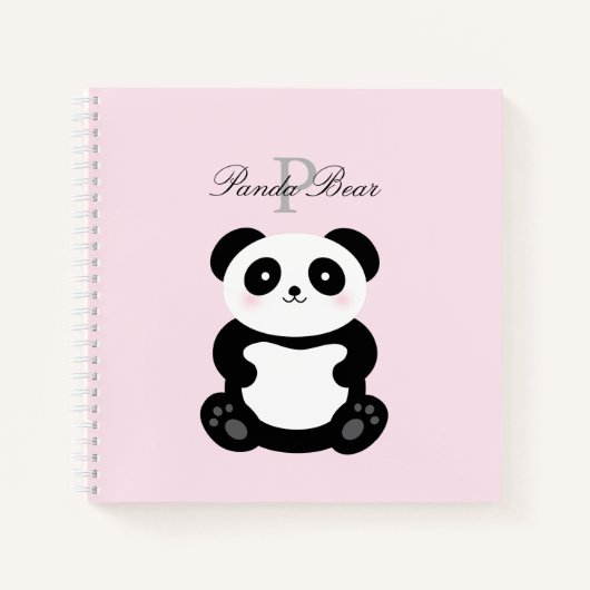 Carnet Mignonne fille bébé Panda Ours Monogramme (Devant)