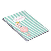 Carnet Mignonne Flamant rose Rose Couronne Mint Vert Blan (Côté Droit)