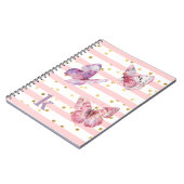 Carnet Mignonne Girl's Pink Stripes Dots et Papillons (Côté gauche)