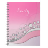 Carnet Mignonne Girly Dreamy Stars en argent sur Blush Pi (Devant)
