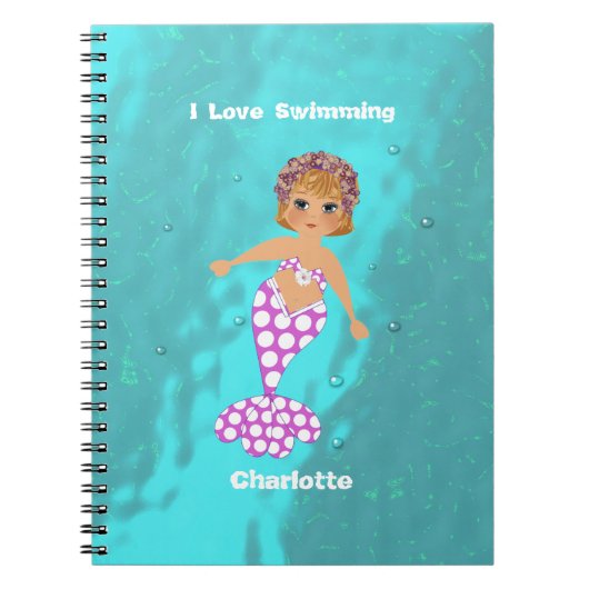 Carnet Mignonne J'Aime Baigner Sirène (Devant)