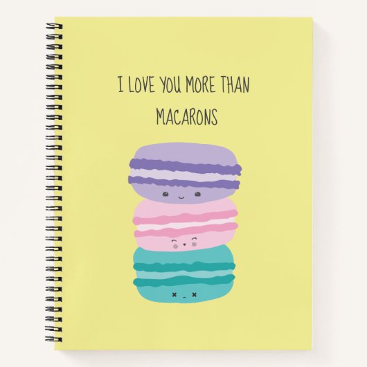 Carnet Mignonne Je t'aime plus que Macarons Kawaii Pastel (Devant)