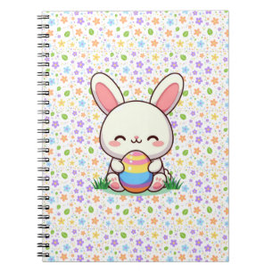 Carnet Mignonne lapin de printemps/Pâques avec oeuf