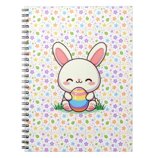 Carnet Mignonne lapin de printemps/Pâques avec oeuf (Devant)