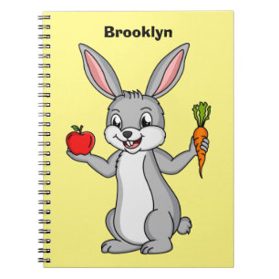 Carnet Mignonne lapin lapin avec caricature de légumes