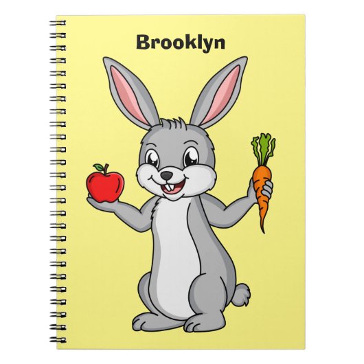 Carnet Mignonne lapin lapin avec caricature de légumes (Devant)
